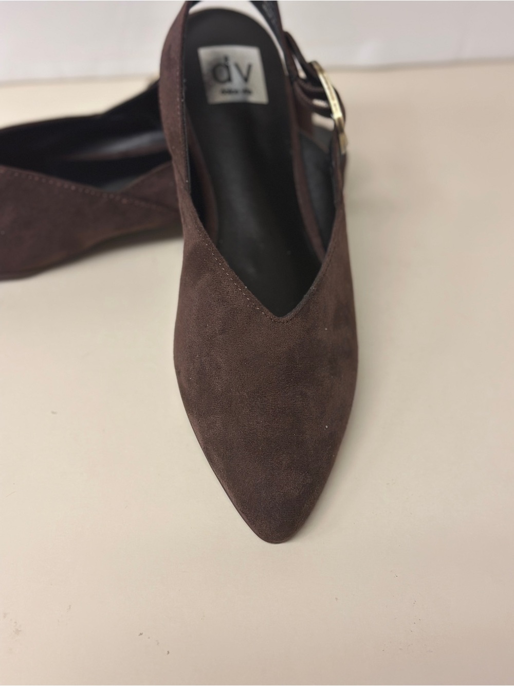 DV by Dolce Vita Chocolate Brown Suede Pointed Toe Slingback Flats